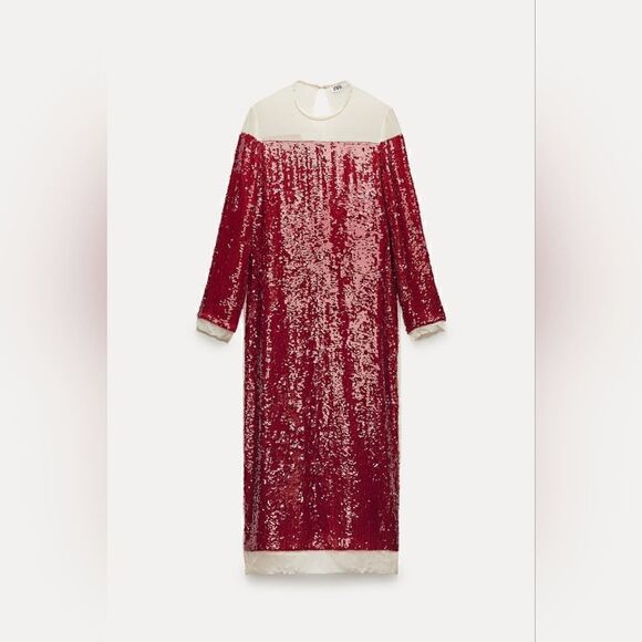 LIMITED EDITION- BLOGGER'S FAVE! SEQUIN CHIFFON DRESS ZW COLLECTION - Picture 9 of 16